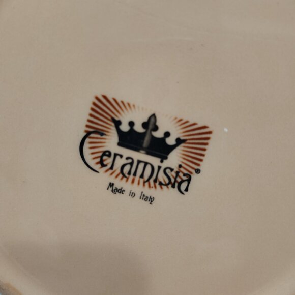 Ceramisia Ceramic Bowl Green/Purple  Pattern: Artichoke  Large 8.75" - Picture 5 of 7